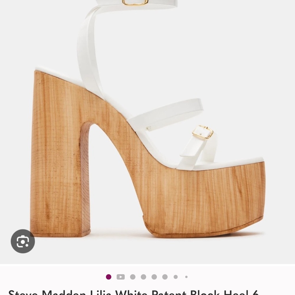 Steve Madden Lilia Size 6 White Patent Block Heel